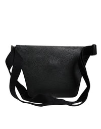 Dolce & Gabbana Black Calfskin Logo Plaque Belt Waist Men Fanny Pack Men's Bag