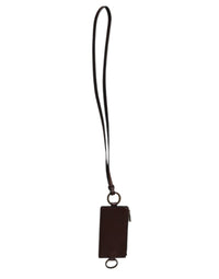 Dolce & Gabbana Dolce & Gabbana Brown Calf Leather Lanyard Logo Card Holder Men's Wallet