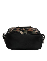 Dolce & Gabbana Multicolor Leopard Jacquard Logo Plaque Neck Strap Men's Bag