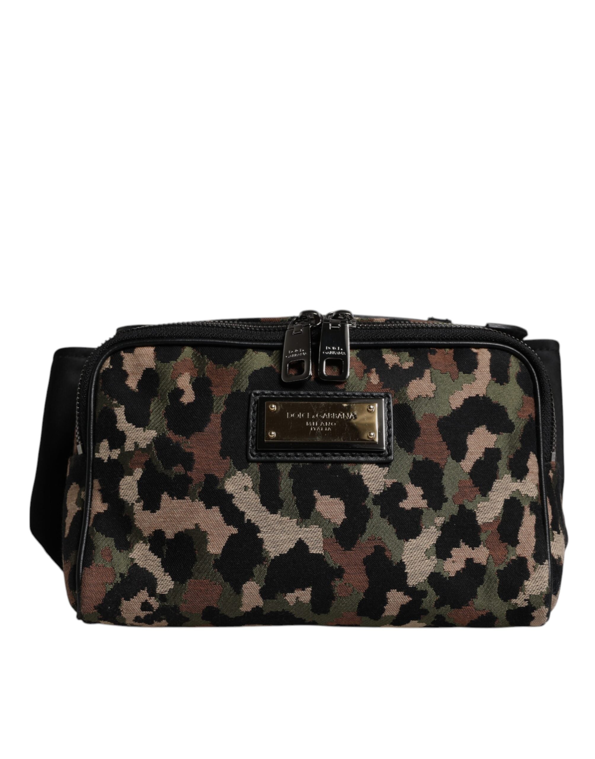 Dolce & Gabbana Multicolor Leopard DG Logo Belt Waist Fanny Pack Men's Bag