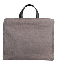Dolce & Gabbana Grey Alpaca Wool Logo Plaque Tote Shoulder Men's Bag