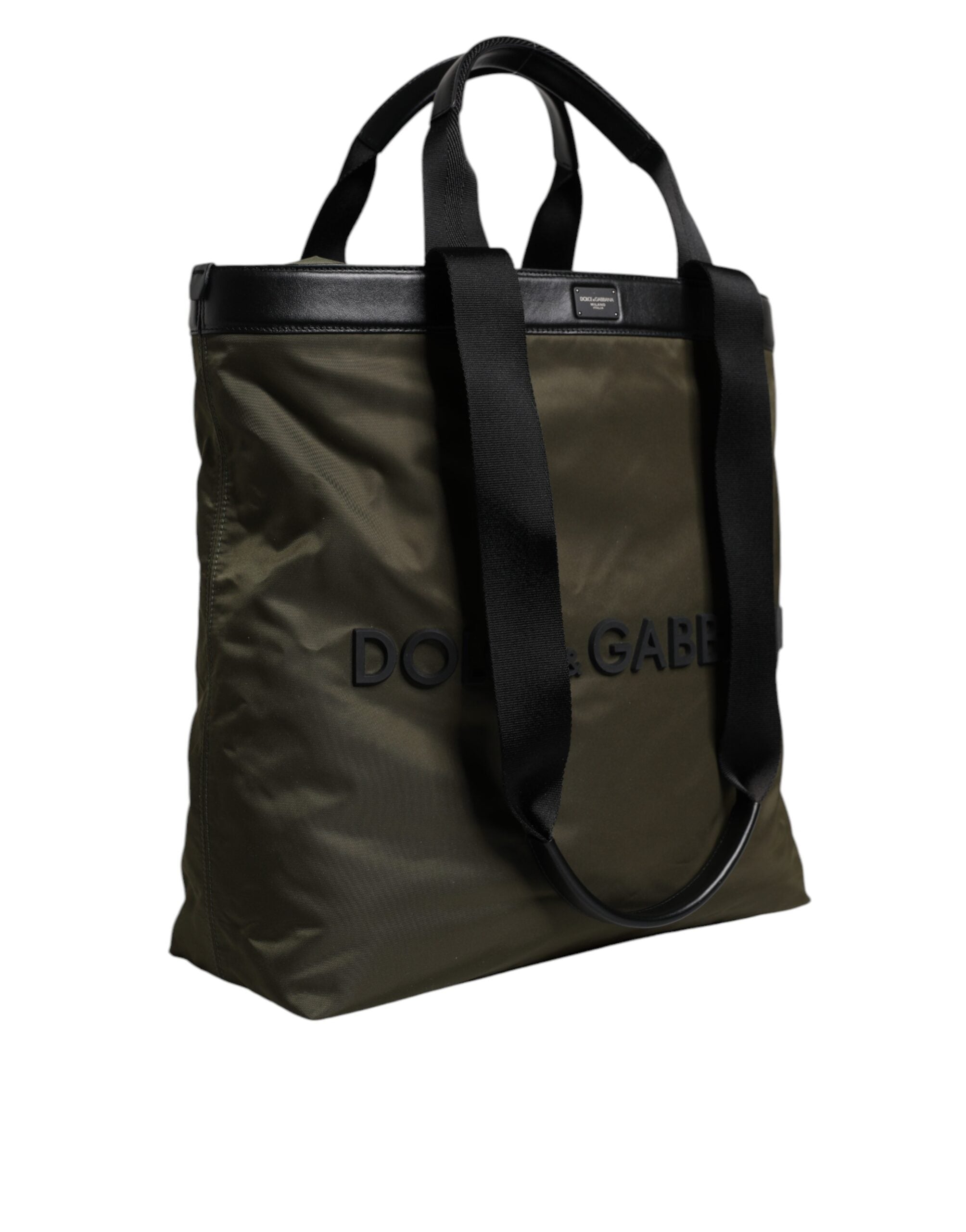 Dolce & Gabbana Military Green Nylon Shoulder Strap Tote Men's Bag