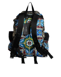 Dolce & Gabbana Multicolor Maiolica Print Nylon Backpack Men's Bag