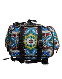 Dolce & Gabbana Multicolor Maiolica Print Nylon Backpack Men's Bag