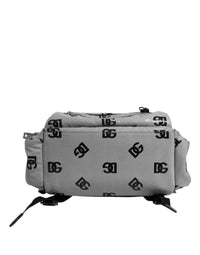 Dolce & Gabbana Polyester Gray Black DG Logo Plaque Backpack Men's Bag