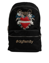Dolce & Gabbana Dolce & Gabbana Black Nylon #DGFAMILY Embellished Backpack VULCANO Men's Bag