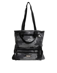 Dolce & Gabbana Black Camouflage Shoulder Strap Logo Plaque Men's Bag