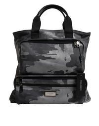 Dolce & Gabbana Black Camouflage Shoulder Strap Logo Plaque Men's Bag
