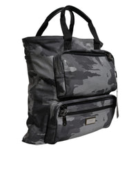 Dolce & Gabbana Black Camouflage Shoulder Strap Logo Plaque Men's Bag