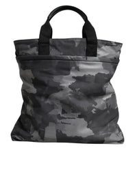 Dolce & Gabbana Black Camouflage Shoulder Strap Logo Plaque Men's Bag