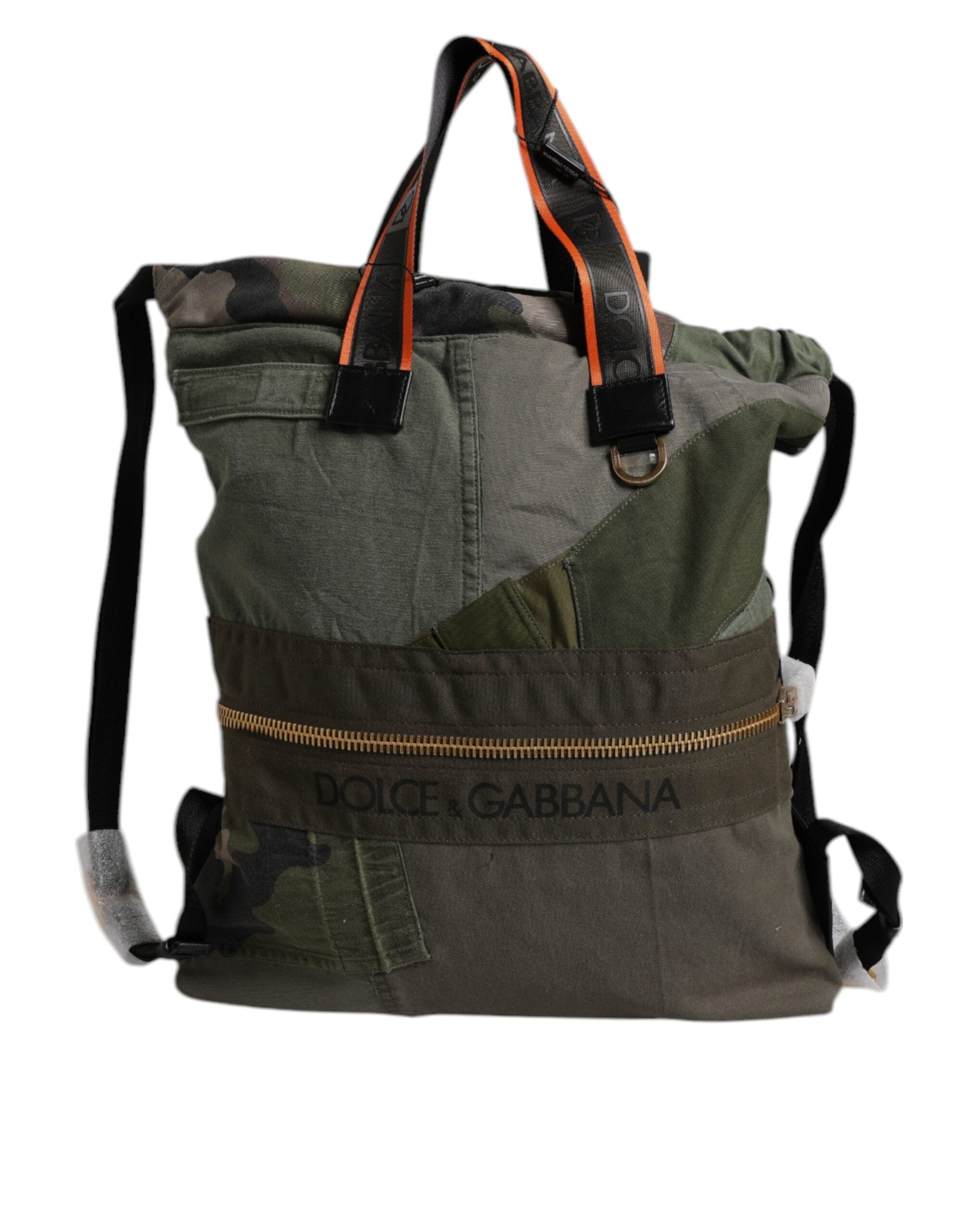 Dolce & Gabbana Military Green Patchwork Rucksack Backpack Men's Bag