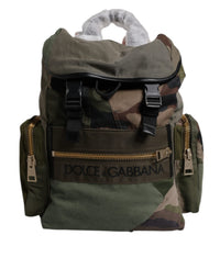 Dolce & Gabbana Military Green Patchwork Travel Backpack Men's Bag