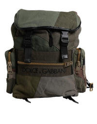 Dolce & Gabbana Military Green Patchwork Travel Backpack Men's Bag