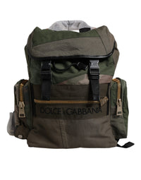 Dolce & Gabbana Military Green Patchwork Travel Backpack Men's Bag