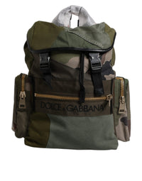 Dolce & Gabbana Military Green Patchwork Travel Backpack Men's Bag
