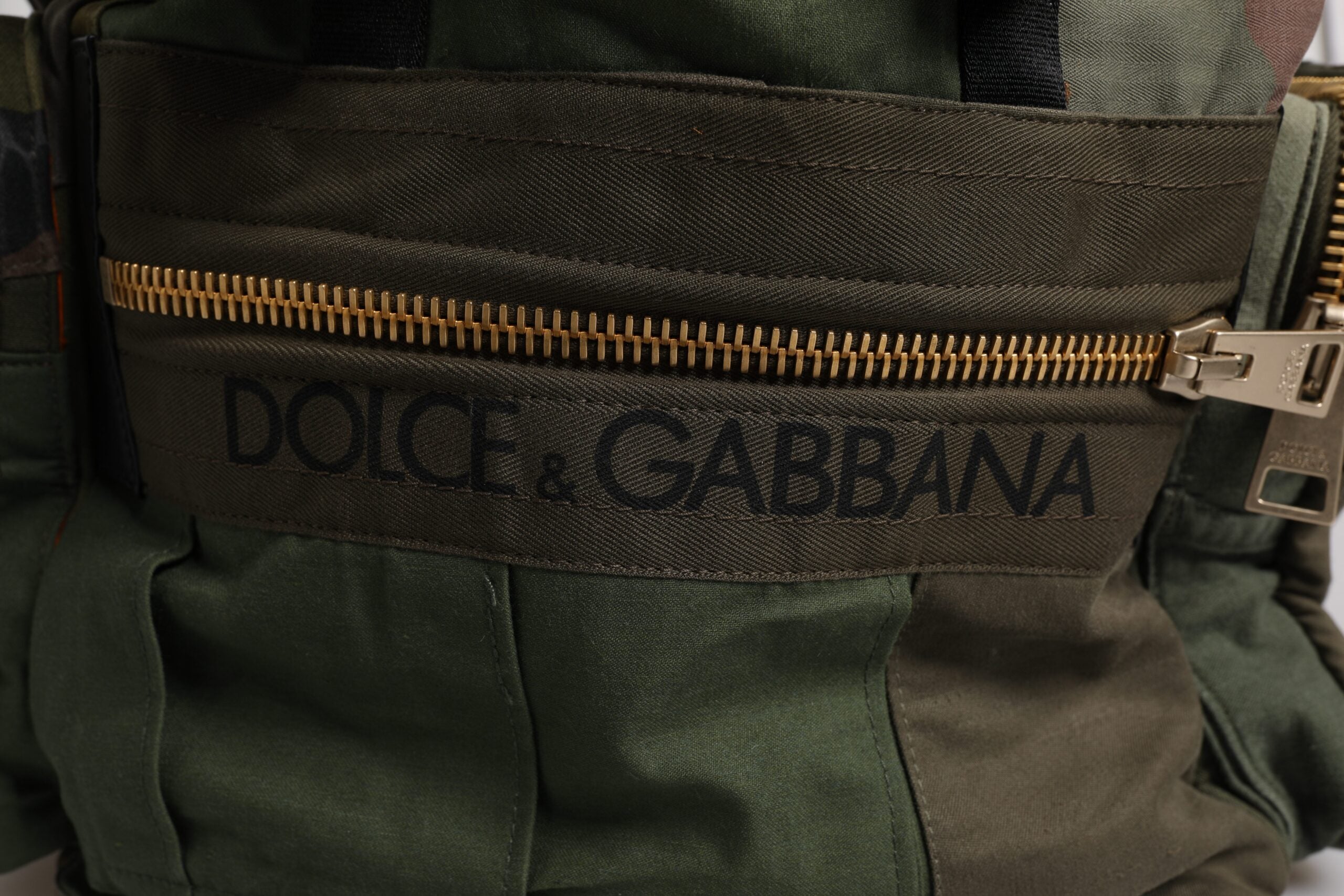 Dolce & Gabbana Military Green Patchwork Travel Backpack Men's Bag