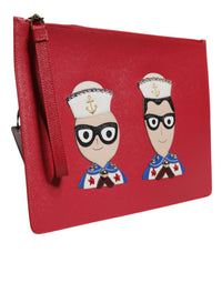 Dolce & Gabbana Dolce & Gabbana Red #DGFamily Embellished Leather Clutch Women's Bag