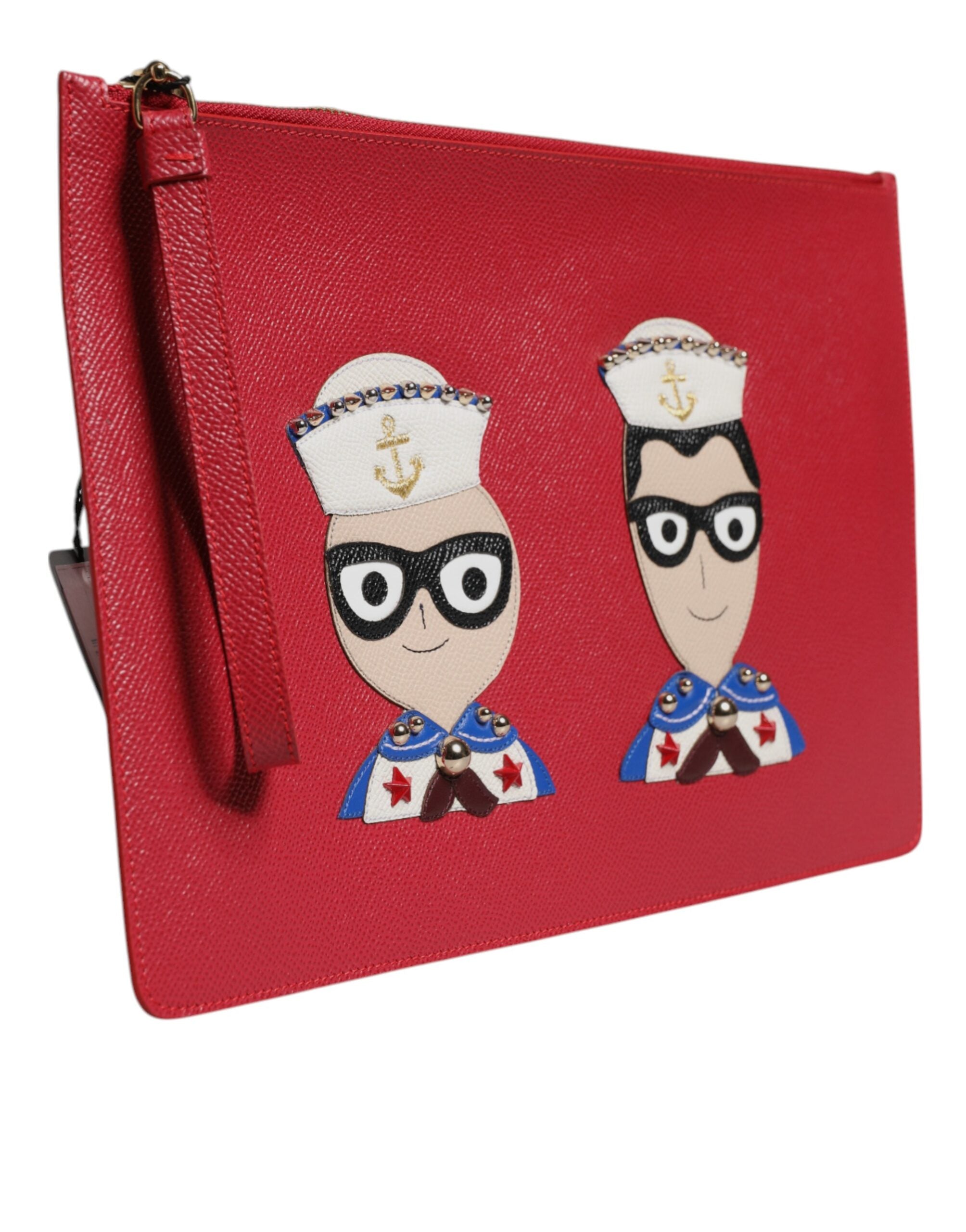 Dolce & Gabbana Dolce & Gabbana Red #DGFamily Embellished Leather Clutch Women's Bag