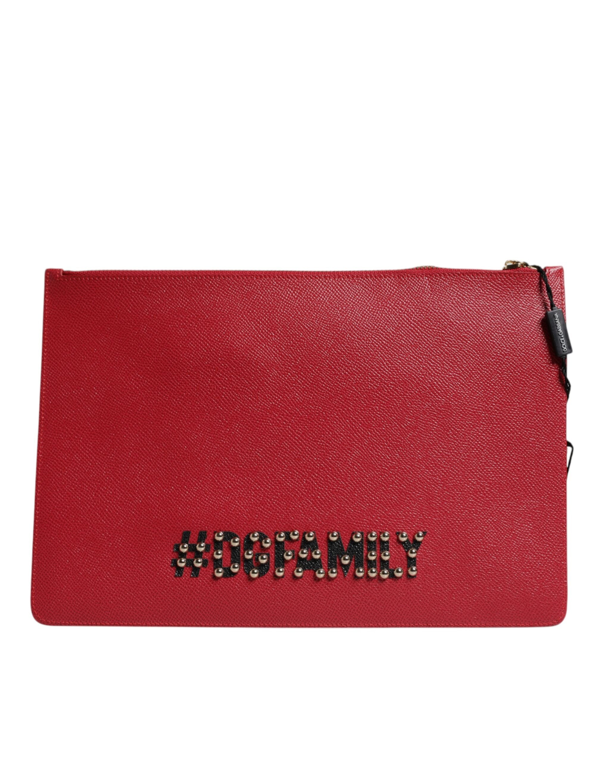 Dolce & Gabbana Dolce & Gabbana Red #DGFamily Embellished Leather Clutch Women's Bag