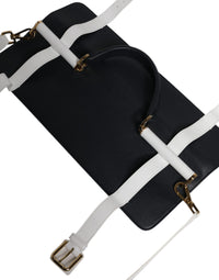 Dolce & Gabbana Blue White Calfskin Leather Crossbody Shoulder Women's Bag