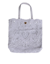 Dolce & Gabbana White Cordonetto Lace Beatrice Tote Shopping Women's Bag (Pre-Loved)