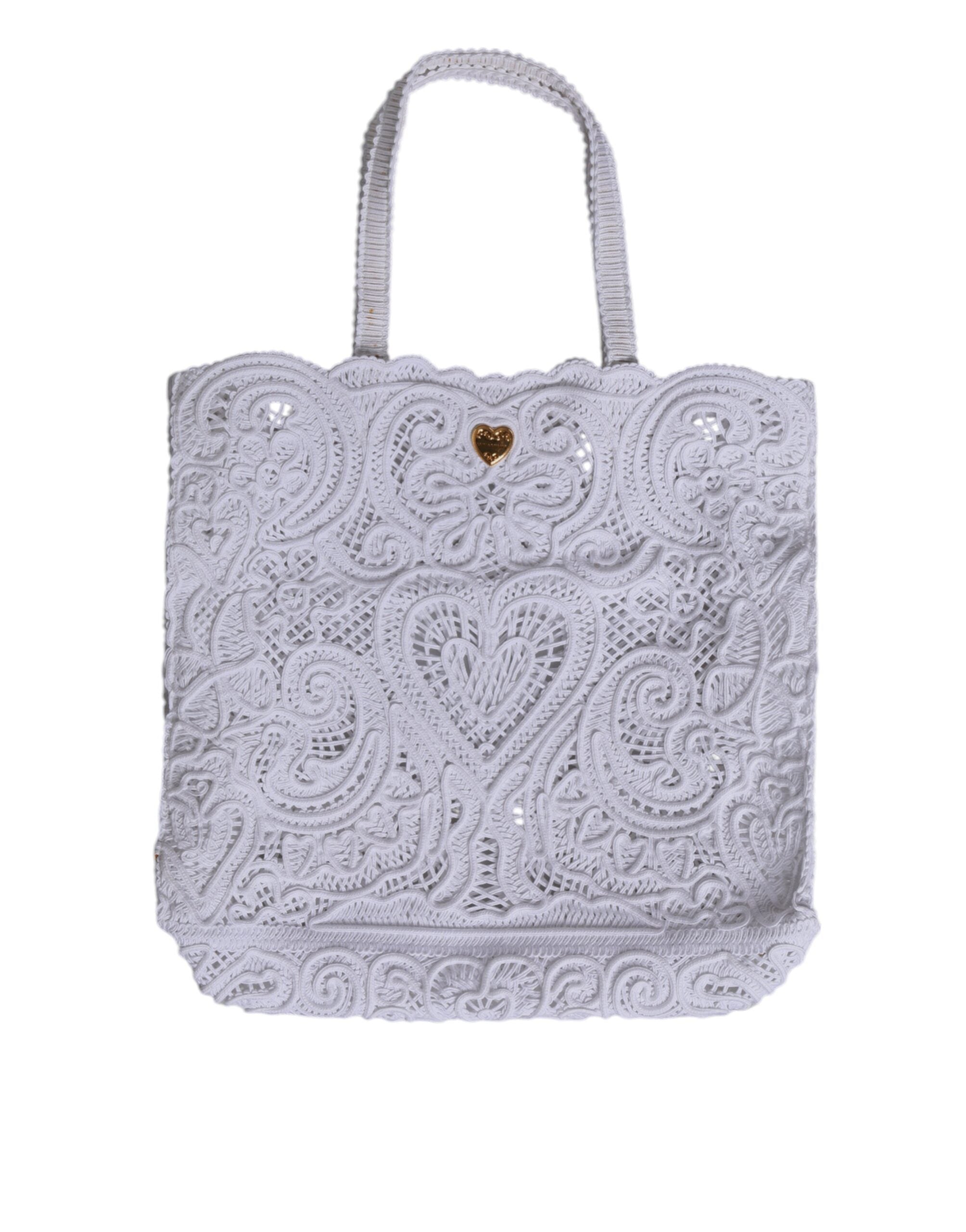 Dolce & Gabbana White Cordonetto Lace Beatrice Tote Shopping Women's Bag (Pre-Loved)