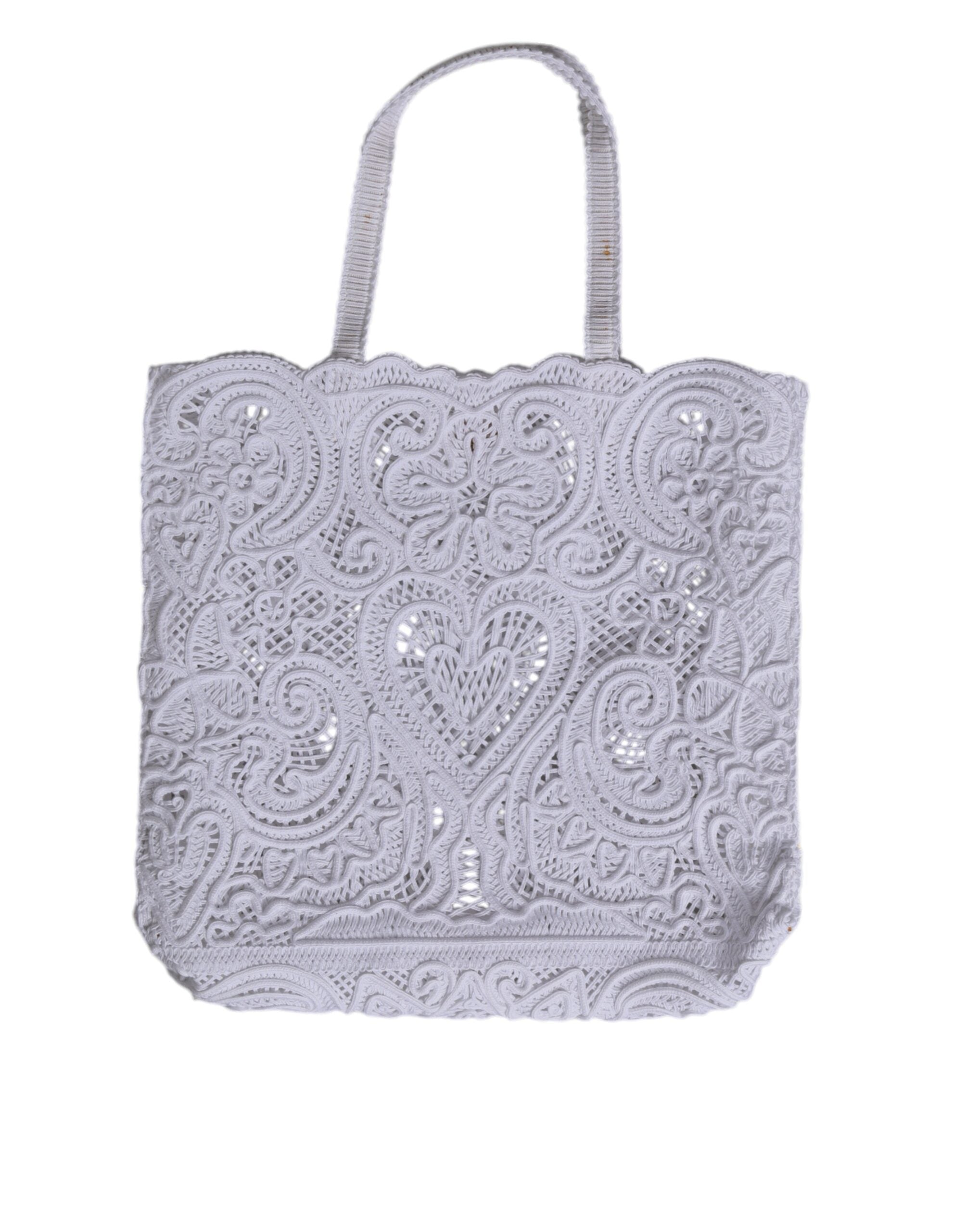 Dolce & Gabbana White Cordonetto Lace Beatrice Tote Shopping Women's Bag (Pre-Loved)