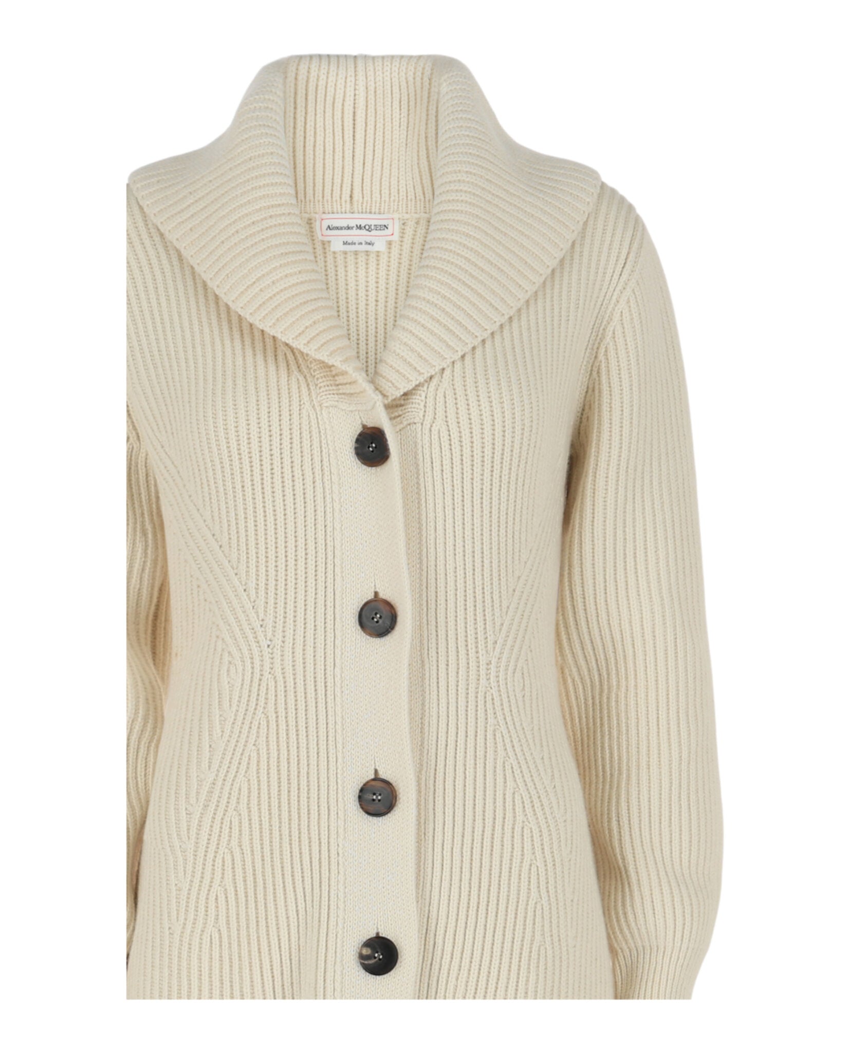 Alexander McQueen Alexander McQueen Womens Ribbed Wool Cardigan Coat