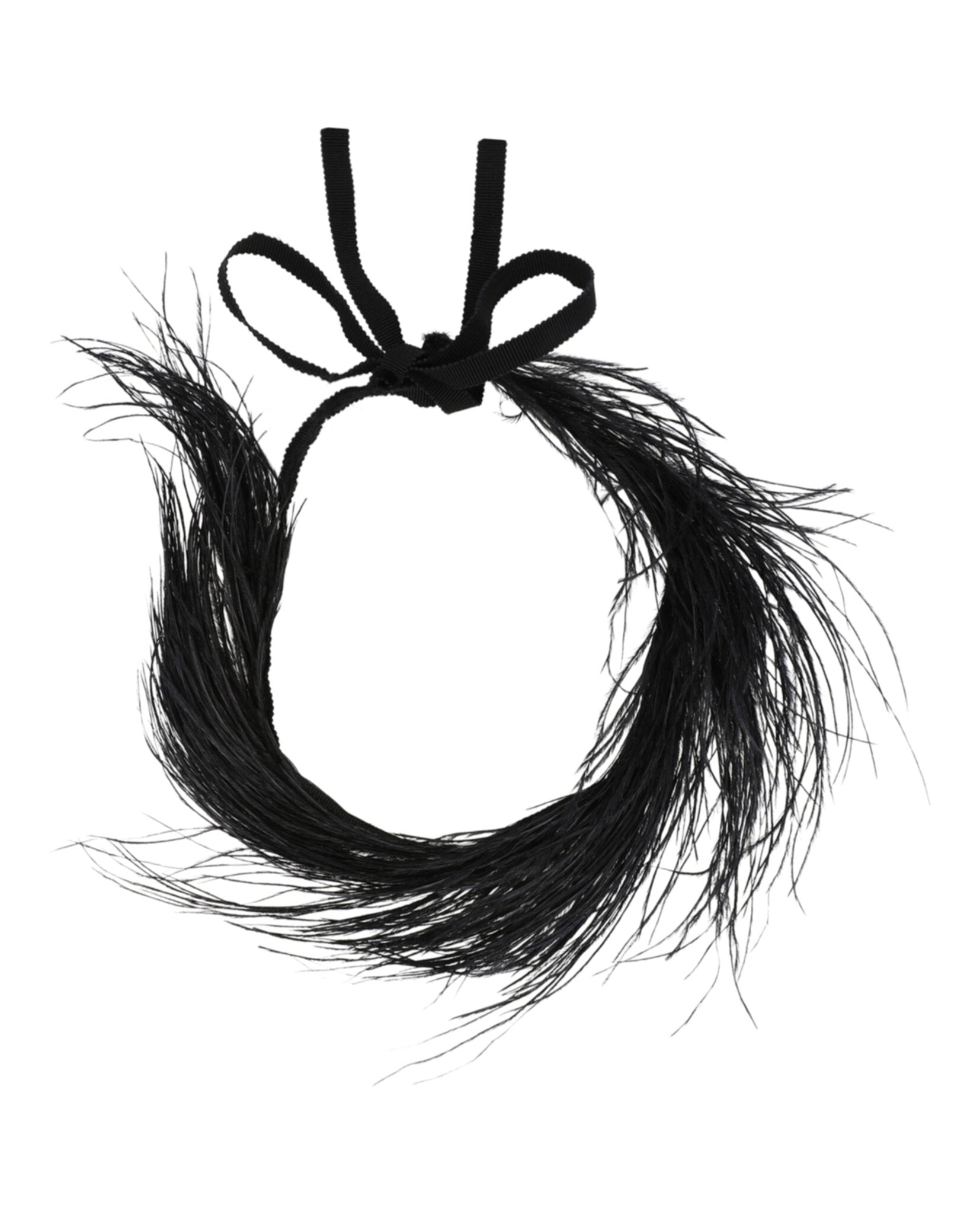 Gucci Womens Ostrich Feather Choker Necklace Black