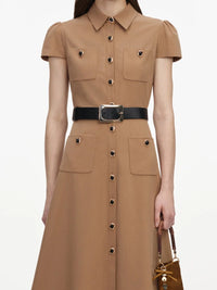 Self-Portrait Women Twill Belted Midi Dress