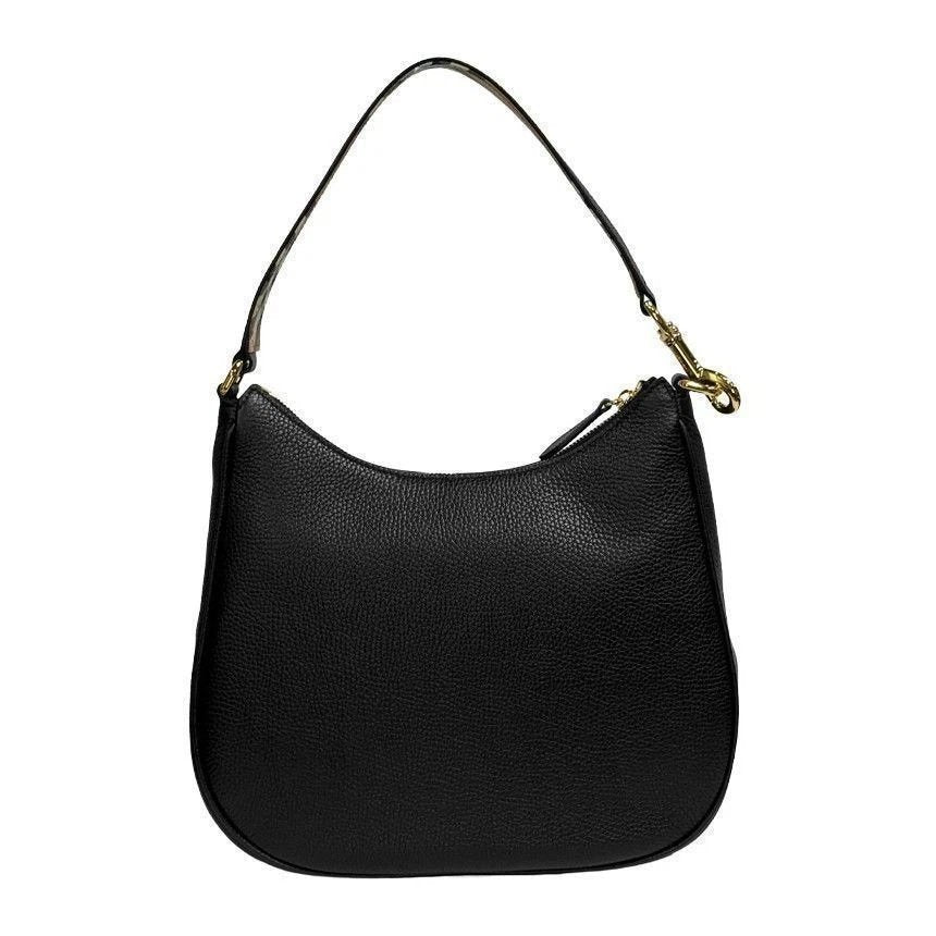 Burberry Women's Hobo Leather Check Strap Shoulder Bag, Black