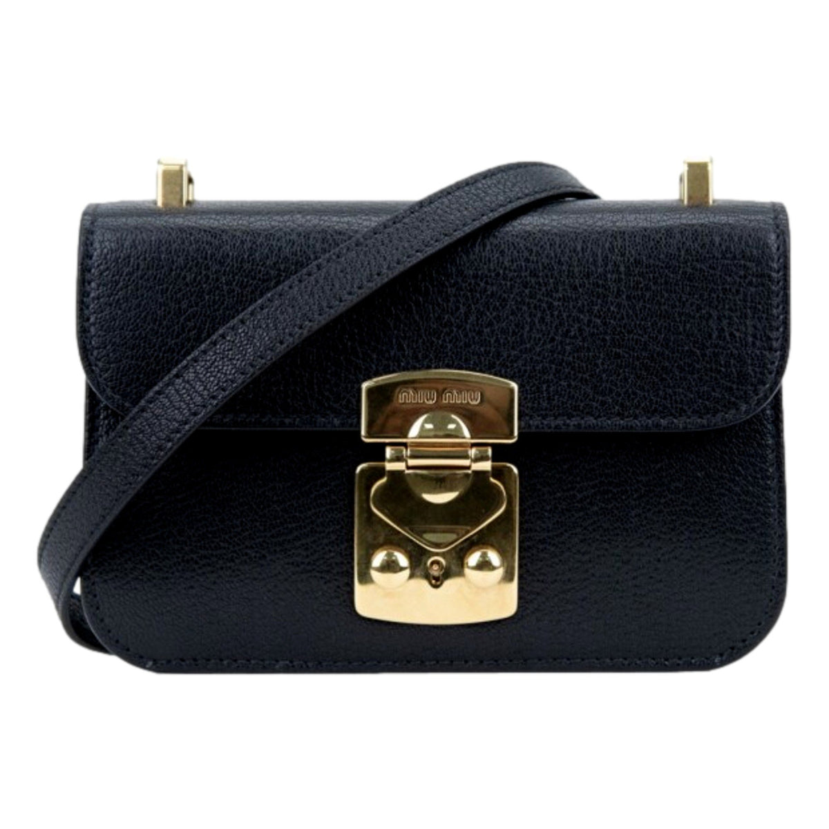Miu Miu Madras Black Leather Crossbody Bag New
