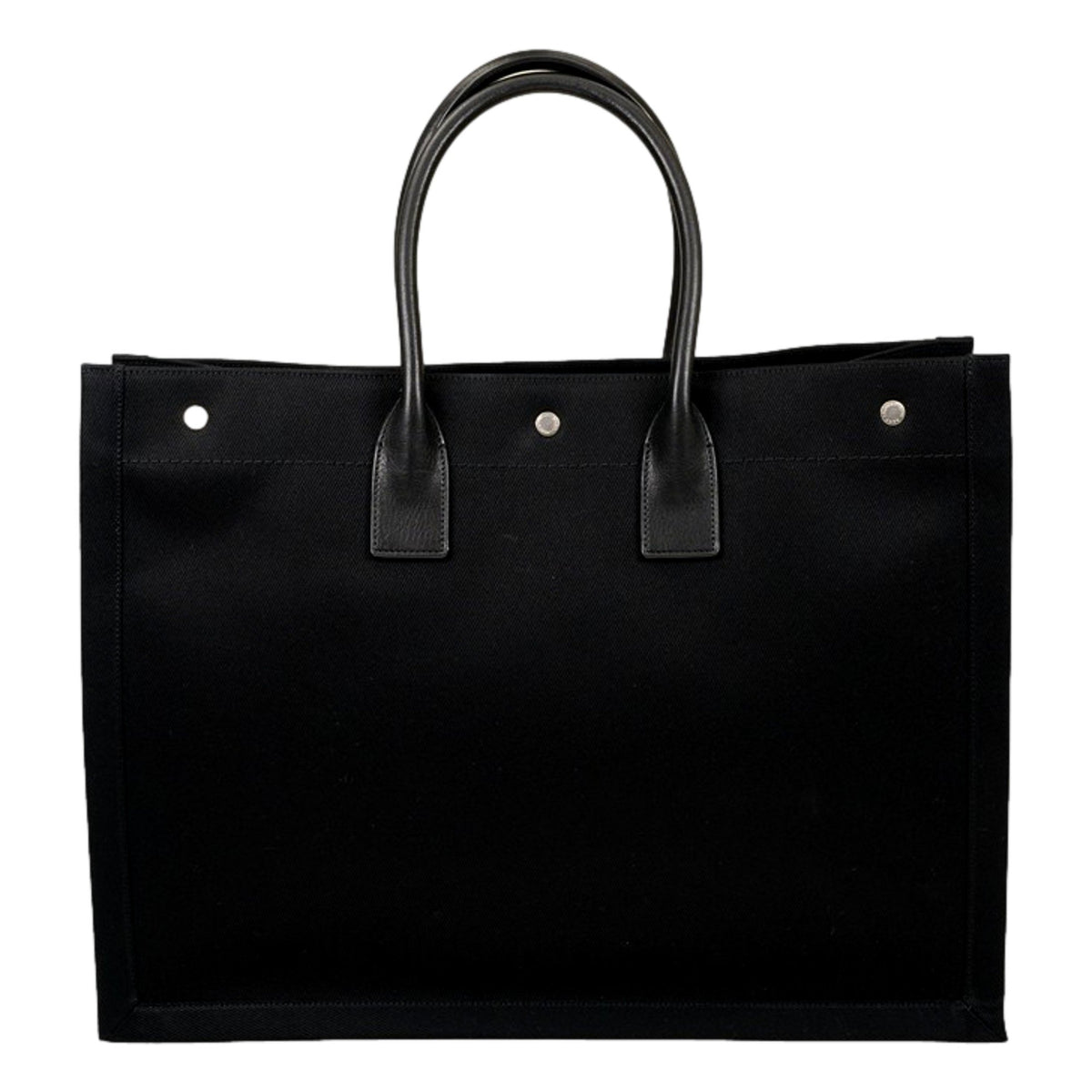 Saint Laurent Rive Gauche Black Canvas Leather Trim Tote Bag New