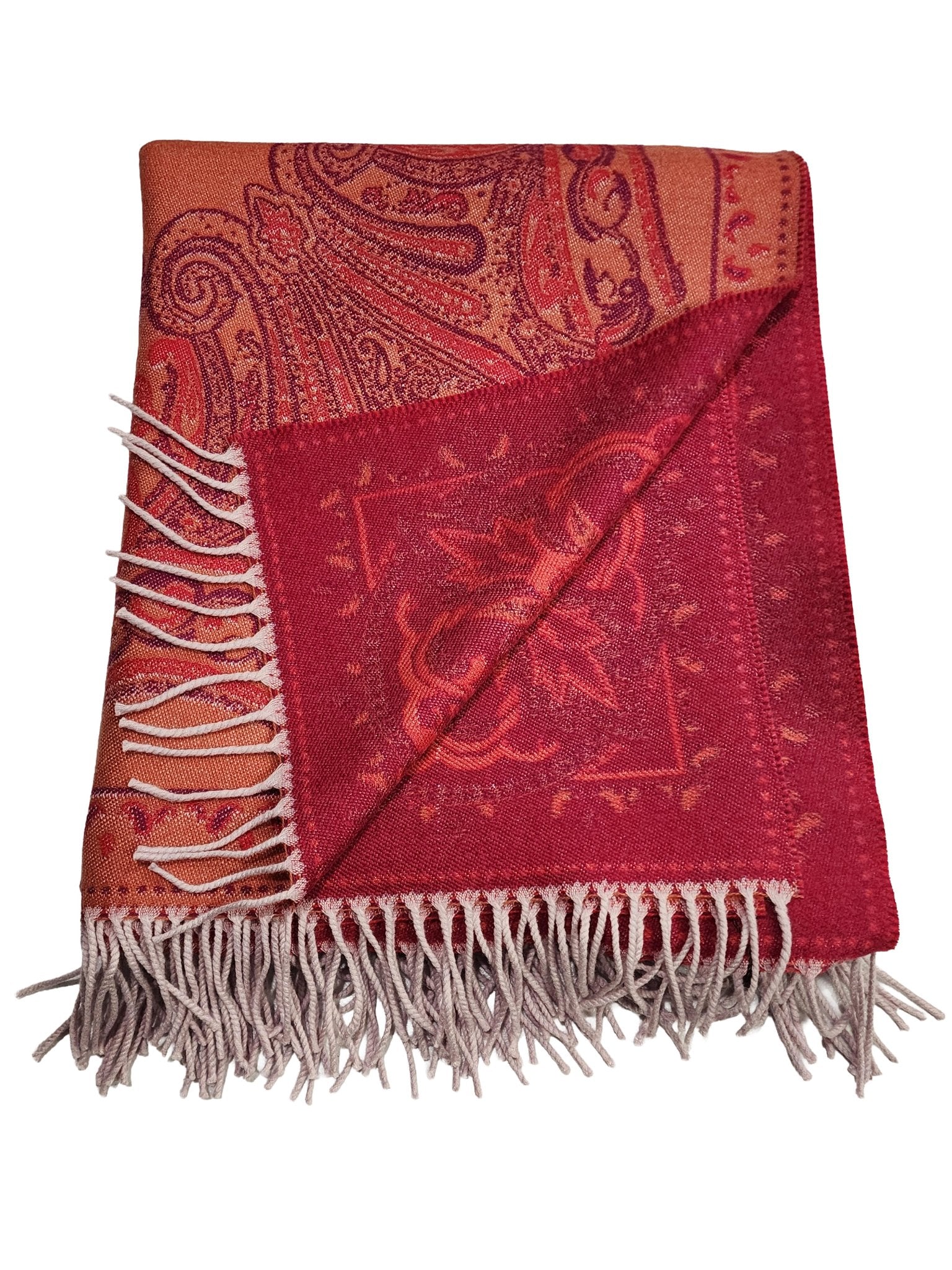 Etro Lagos Wool Fringed Throw Blanket, Orange