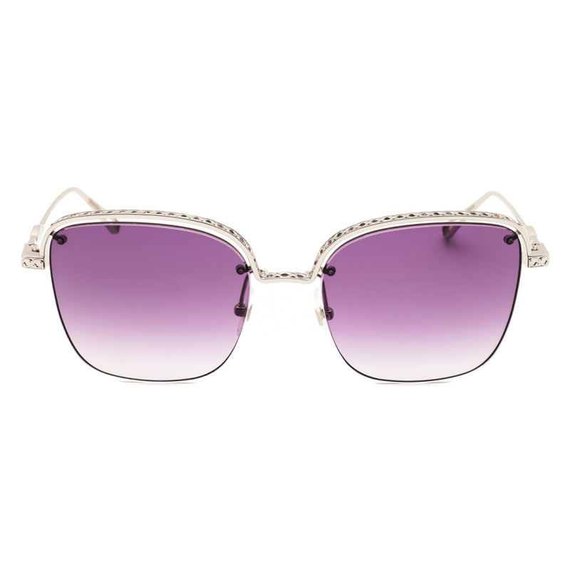 Chopard Sunglasses Butterfly Semi Rim, Shiny Palladium Frame and Violet Gradient Lens SCHD45S0579