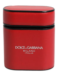 Dolce & Gabbana Dolce & Gabbana Red Calfskin Leather Logo Print Flip Holder Airpods Men's Case