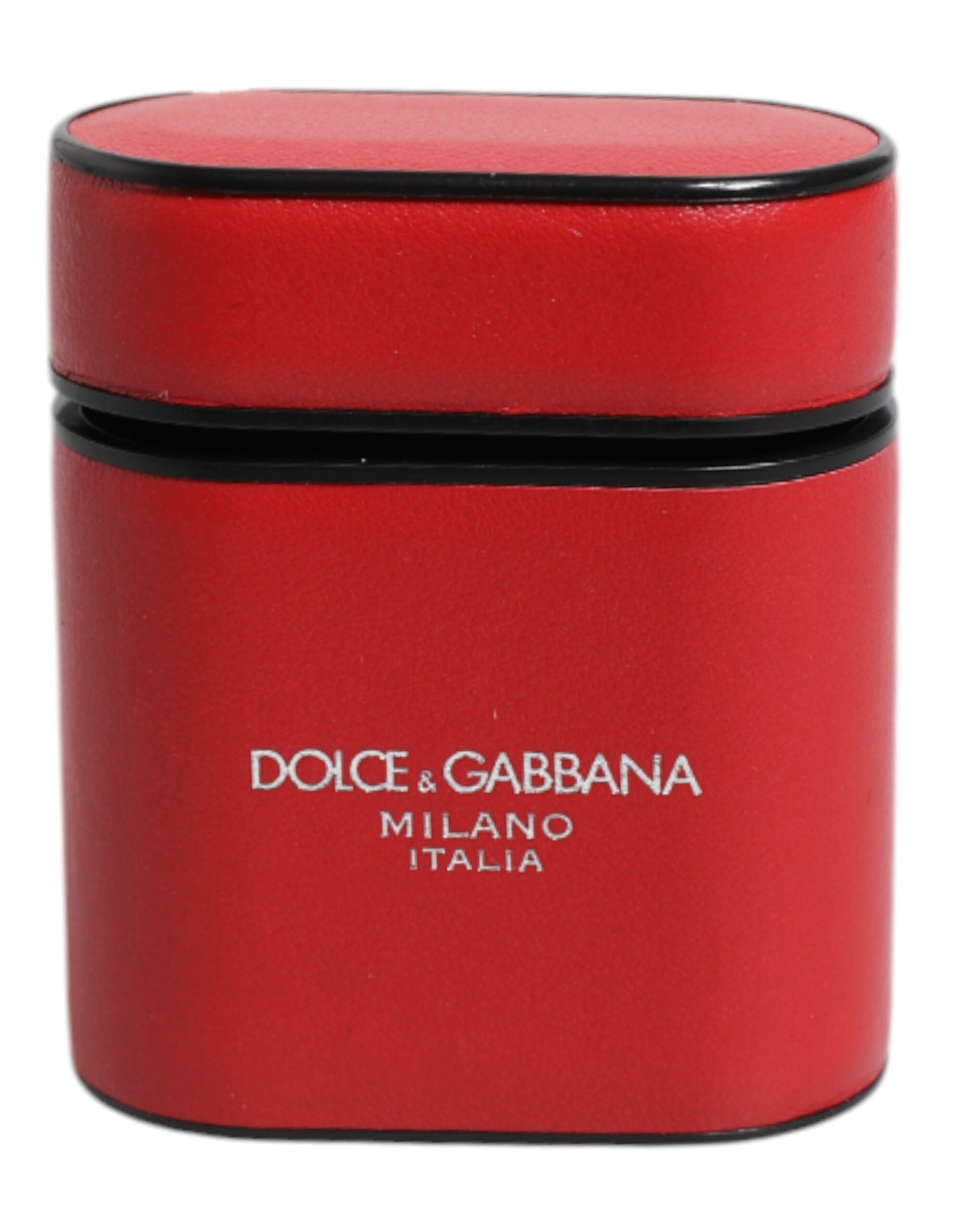 Dolce & Gabbana Dolce & Gabbana Red Calfskin Leather Logo Print Flip Holder Airpods Men's Case