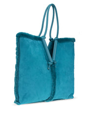 Bottega Veneta New Women's Suede Leather Bag In Turquoise Blue
