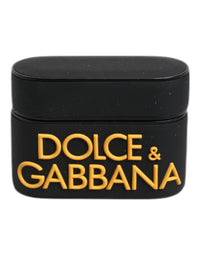 Dolce & Gabbana Dolce & Gabbana Black Yellow Silicone Embossed Logo Airpods Men's Case