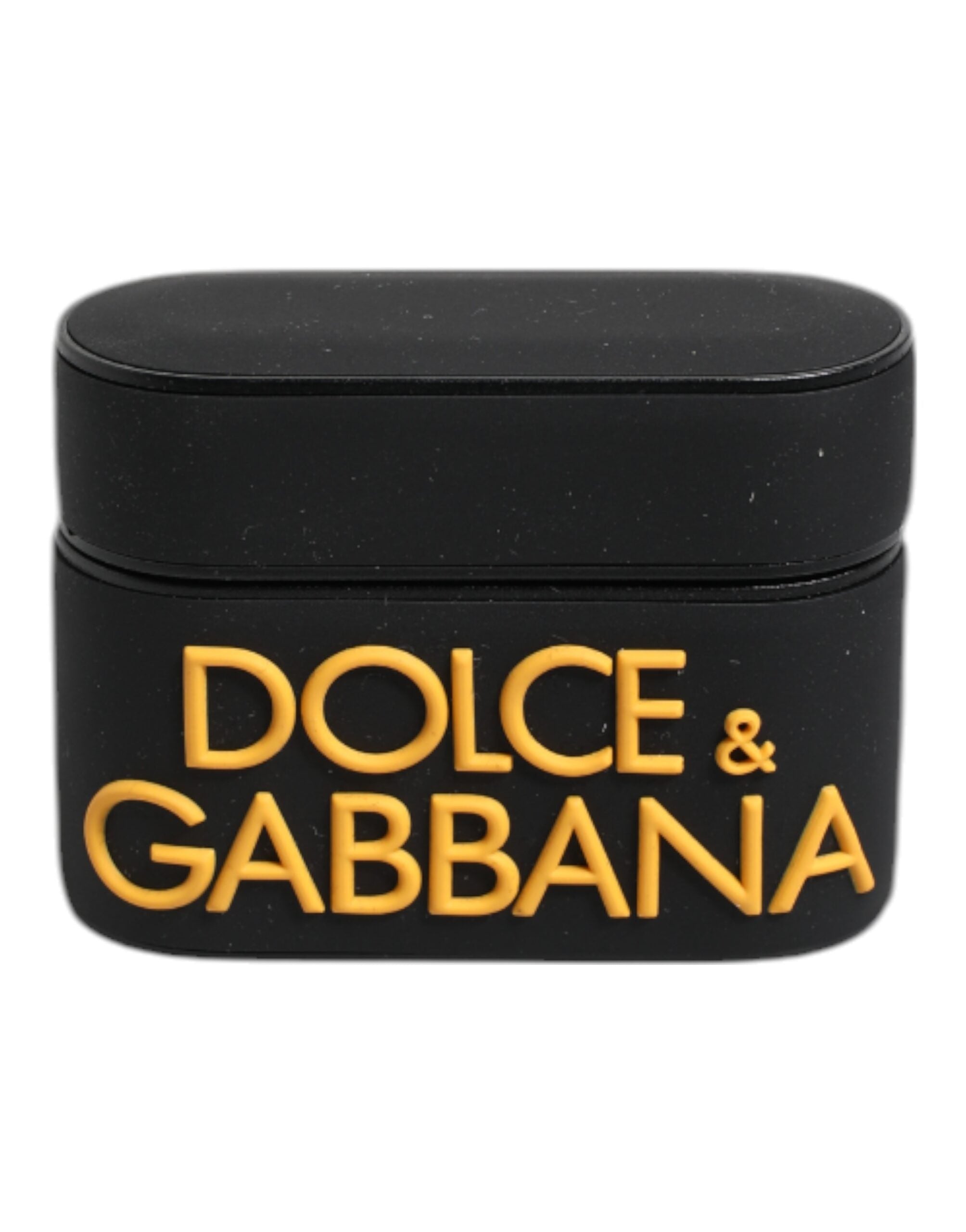 Dolce & Gabbana Dolce & Gabbana Black Yellow Silicone Embossed Logo Airpods Men's Case