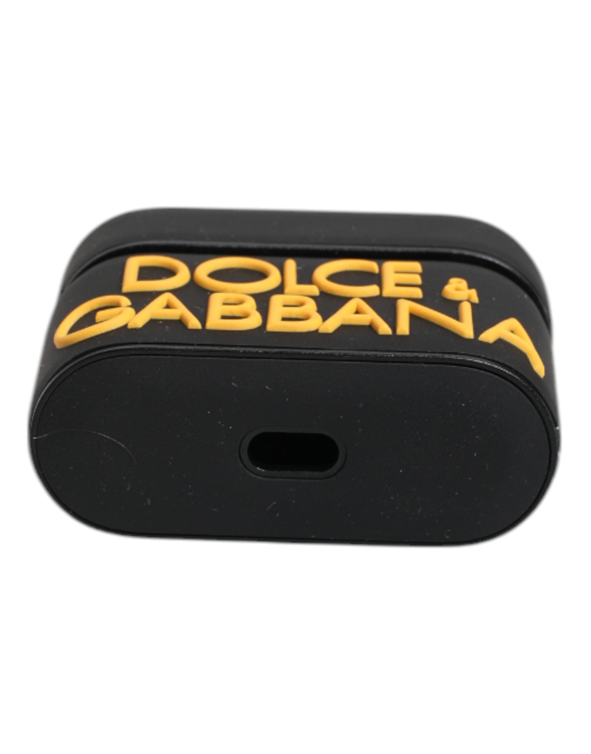 Dolce & Gabbana Dolce & Gabbana Black Yellow Silicone Embossed Logo Airpods Men's Case