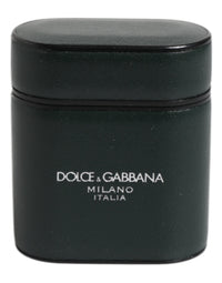 Dolce & Gabbana Dolce & Gabbana Green Calfskin Leather Logo Print Flip Holder Airpods Men's Case