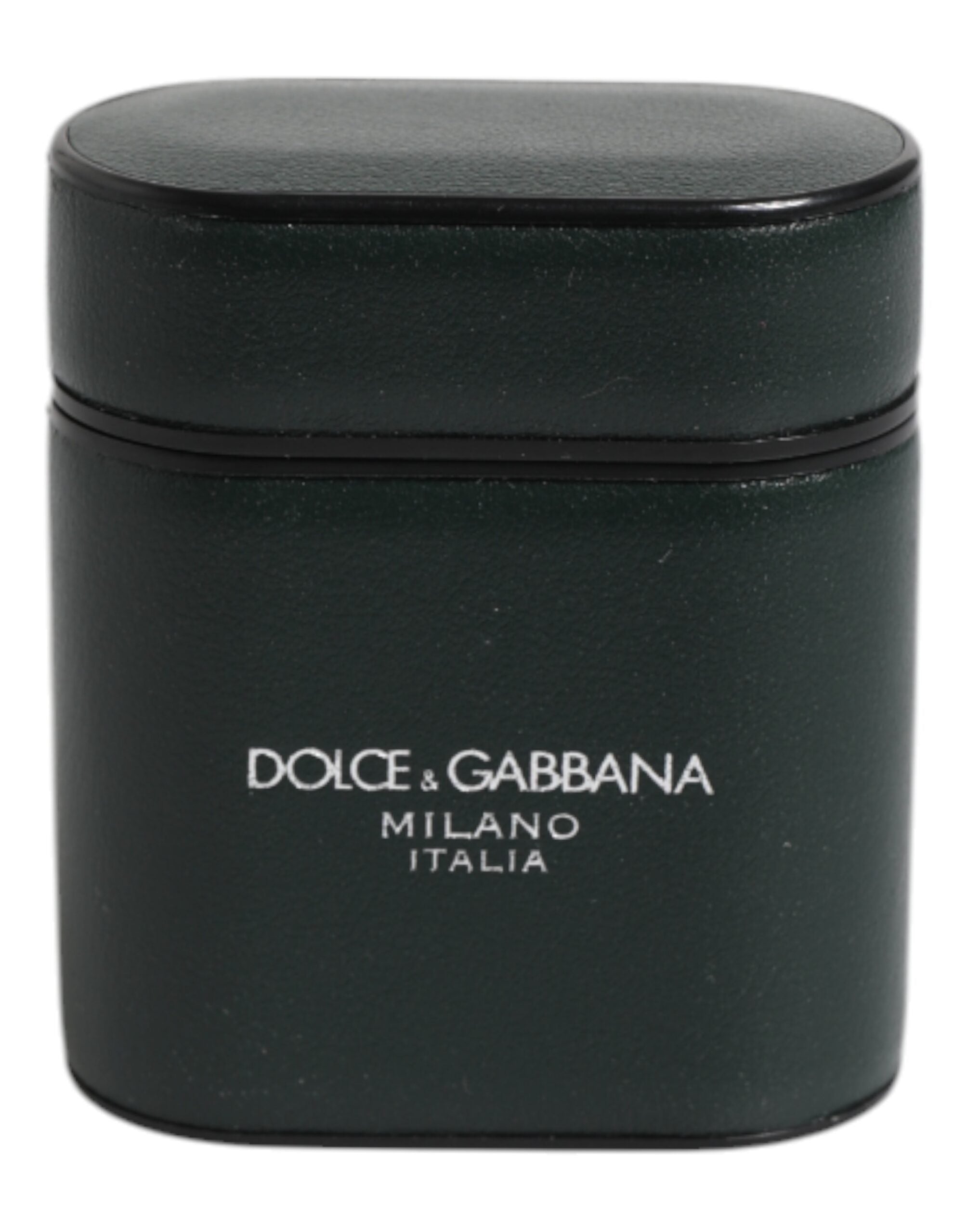 Dolce & Gabbana Dolce & Gabbana Green Calfskin Leather Logo Print Flip Holder Airpods Men's Case