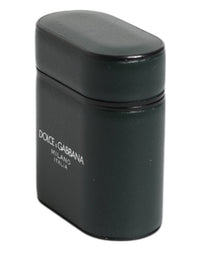 Dolce & Gabbana Dolce & Gabbana Green Calfskin Leather Logo Print Flip Holder Airpods Men's Case
