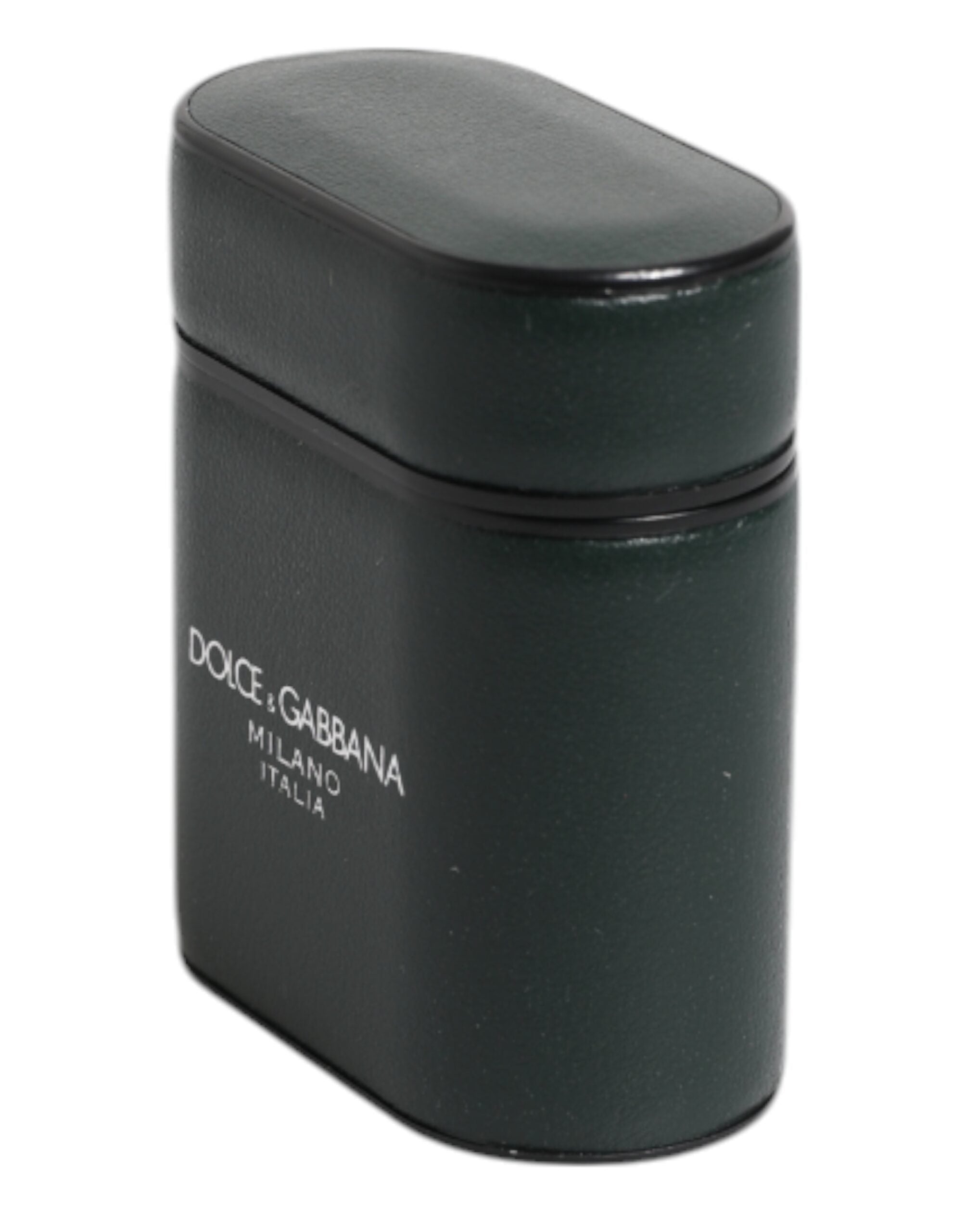 Dolce & Gabbana Dolce & Gabbana Green Calfskin Leather Logo Print Flip Holder Airpods Men's Case