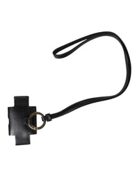 Dolce & Gabbana Dolce & Gabbana Black Leather Strap Gold Metal Logo Plaque Airpods Men's Case