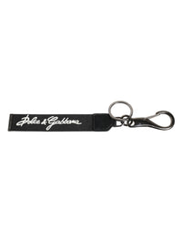 Dolce & Gabbana Dolce & Gabbana Black White DG Logo Silver Men Keychain Polyester Men's Keyring