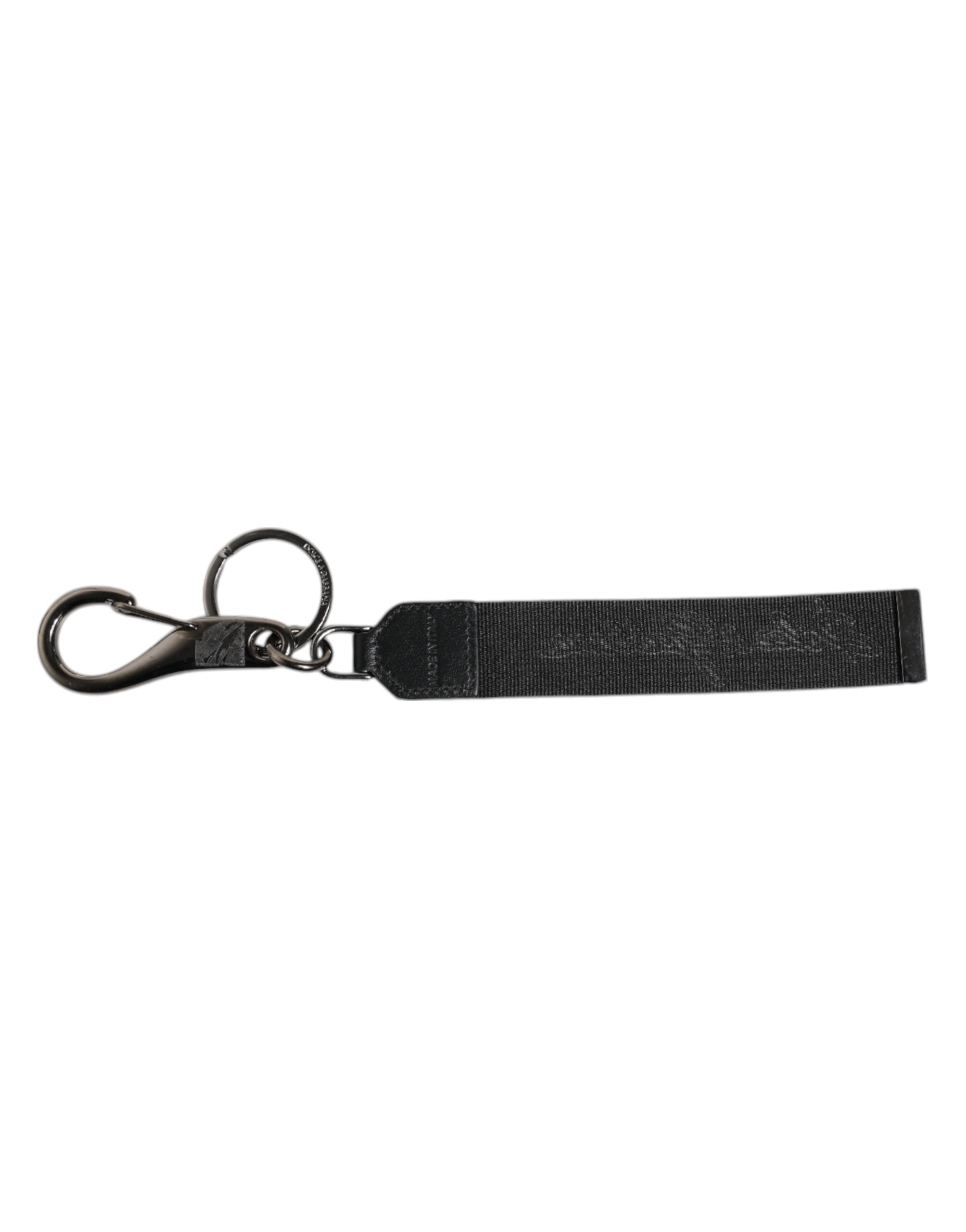 Dolce & Gabbana Dolce & Gabbana Black White DG Logo Silver Men Keychain Polyester Men's Keyring