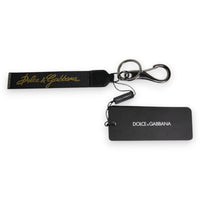 Dolce & Gabbana Dolce & Gabbana Black Logo Nylon Silver Brass Men Holder Keychain Men's Keyring