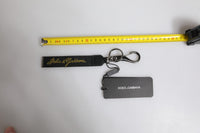 Dolce & Gabbana Dolce & Gabbana Black Logo Nylon Silver Brass Men Holder Keychain Men's Keyring